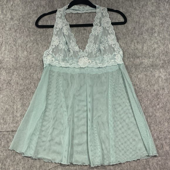 Victoria's Secret Other - Y2K Victoria Secret Babydoll Top Sheer Lace V-Neck Lingerie Nightie Sz L